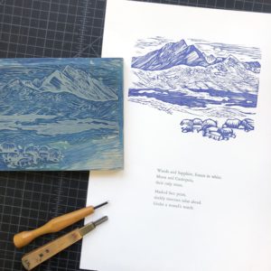 Linocut and letterpress print by Mary V. Marsh