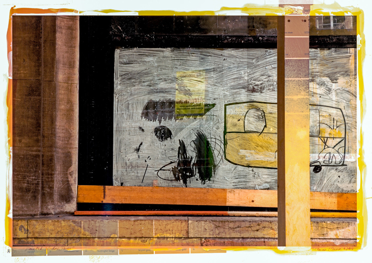 Painted film collage, 14" x 20", Jeannie O'Connor © 2017